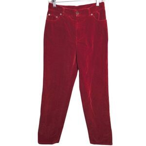 Vintage Ralph Lauren Jeans Co. Red Cotton Velvet Velour Pants Jeans Womens 4